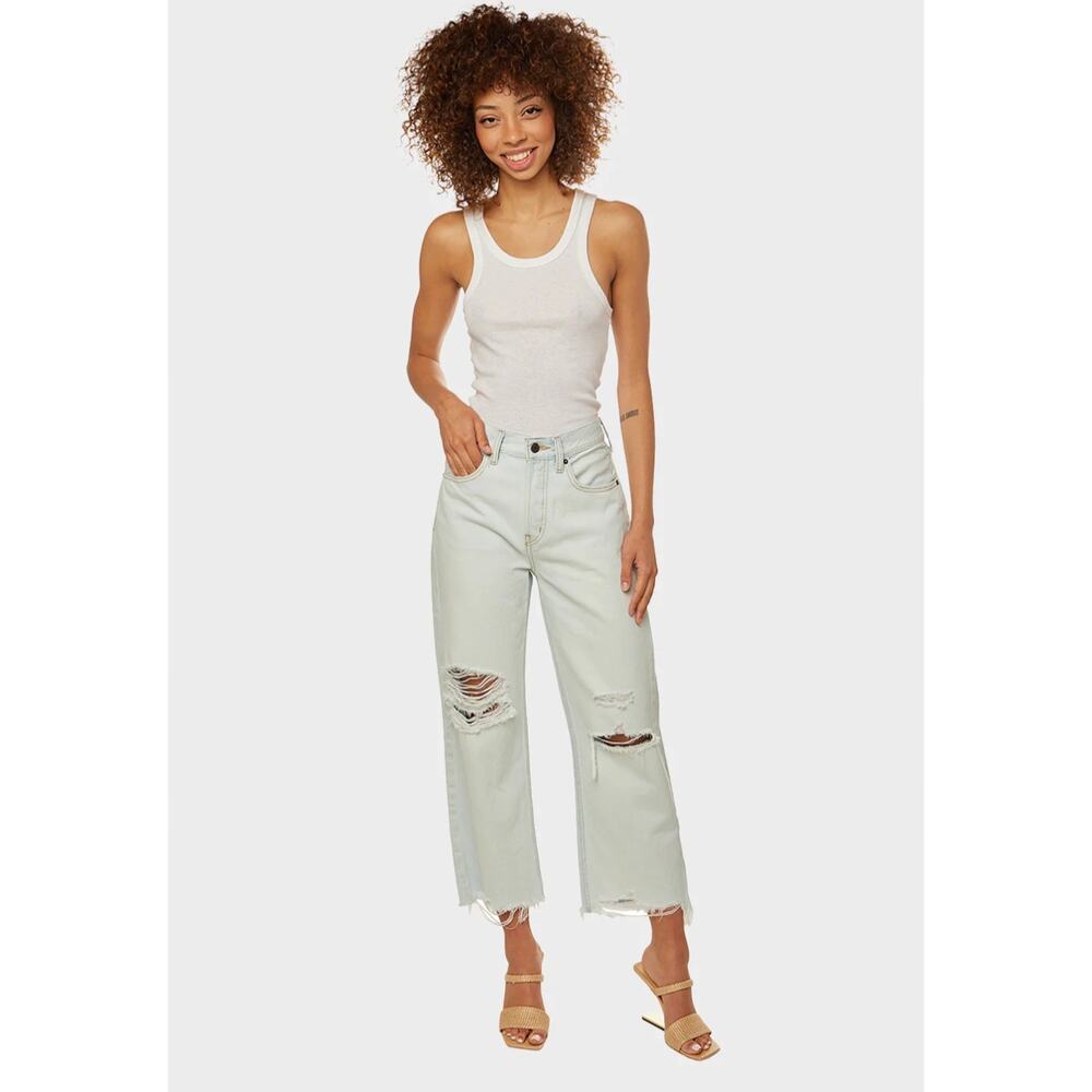 NWT Etica Altin Loose Fit Crop Jeans Distressed Light Wash Anthropologie - 27 - Picture 2 of 14